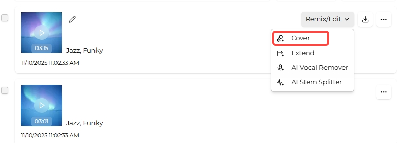 Choose song to cover